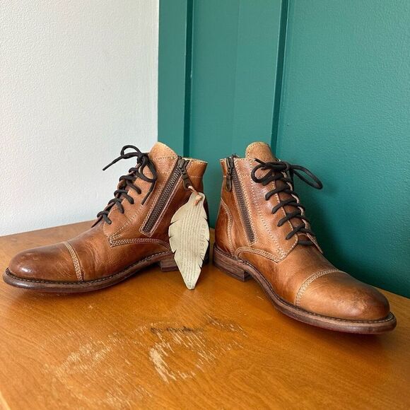 Bed|Stu Women’s Bonnie II Vegetable Tan Leather Lace Up Combat Ankle Boot - Picture 5 of 13